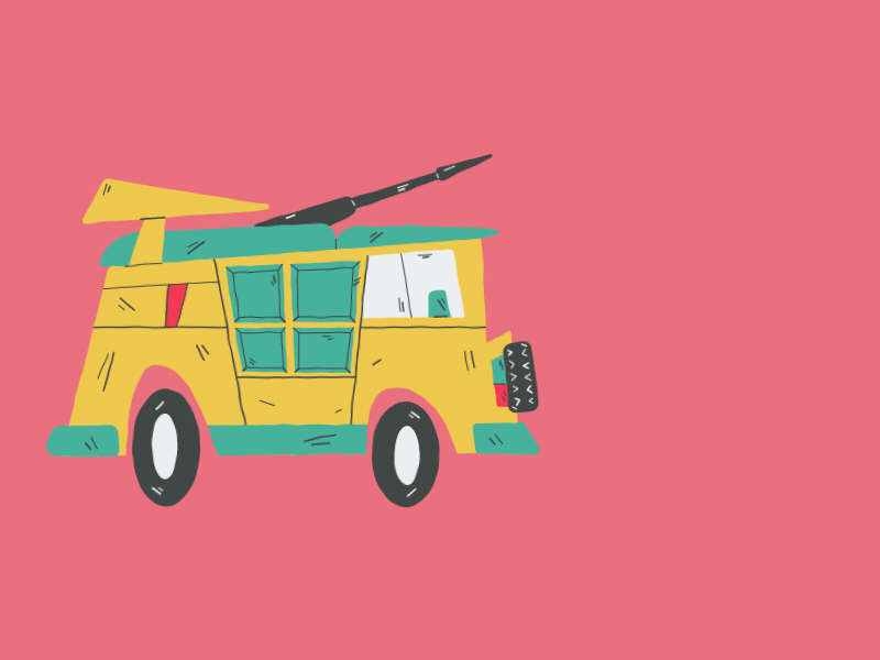 Van - Position 2d aftereffects animation dribbble fire illustrator motion design nostalgia tmnt van vector vehicle wiggle