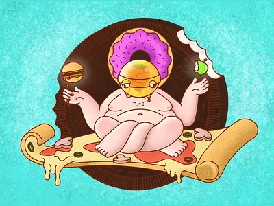 Сalorie yogi 2d character adobe illustrator cartoon cartoon character cartoon illustration challenge character design fastfood healthy illustration pizza vector yoga