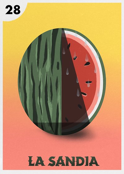 La Sandia - The Watermelon bingo card game delicious digital art digital drawing drawing folk folk art food game art hand drawn illustration loteria melon mexican procreate watermelon