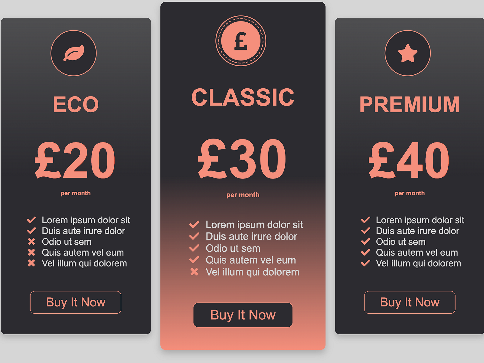 Pricing table CSS / HTML Animation by Małgorzata Szczurowska on Dribbble