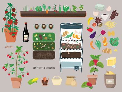 Manuel du Bon Sens Cuisinier : Composting & Gardening book book illustration colour composting editorial illustration flat flowers food illustration gardening graphic design illustration illustrator cc organic food plants typography vector