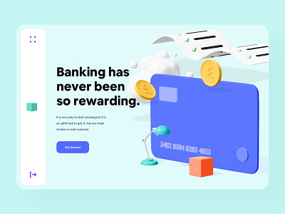 Colorful Minimal 3D Web Design 3d app bank banking banking business color scheme palette colorful creative credit card data finance growth header illustration landing page minimal mobile skeuomorphic web website