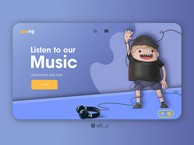 Ui music 3d 3dcharacter character3d design funny header illustration inspiration ui ux ui design uidaily uiinspiration ux web website