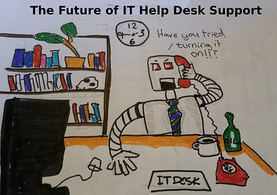 The Future of IT Help Desk Support call centre cartoon comedy robot