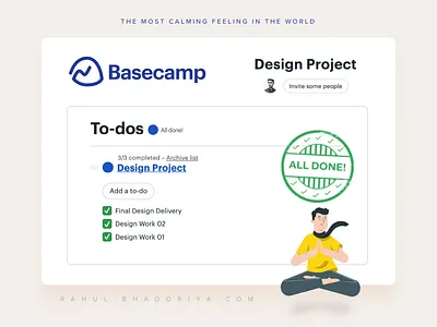 The Most Calming feeling in the world basecamp calm calming design done excellent idenity logo poster tasklist tasks wordmark