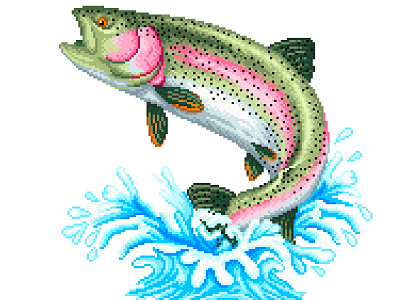 Pixel Art 8 bit character design fish graphicdesign green illustration illustration art pixel art pixelart pixelartist pixels trout