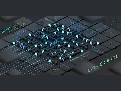 Quantum computing series artificial intelligence bigdata data design digital illustration isometric isometry quantum vector