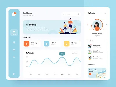 Activity Tracker Dashboard activity chart activity feed activity tracker clean dashboard dashboard design fitness fitness app gym app health app minimal planning app running app sport statistics tracking app training uiux workout app workout tracker