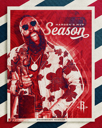 Houston Rockets Beard Week - Harden MVP Season barber basketball branding design houston rockets illustration james harden retro stripes typography vector vintage