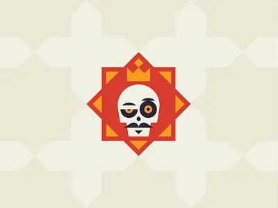 Esqueleto pt. 1 badge crown eye geometric gold icon king logo medieval mexican mustache pattern red skeleton skull star sugar skull tequila tile triangle