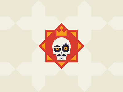 Esqueleto pt. 1 badge crown eye geometric gold icon king logo medieval mexican mustache pattern red skeleton skull star sugar skull tequila tile triangle