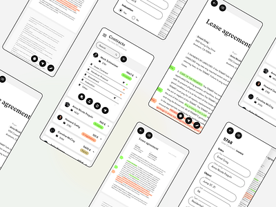 Contract Manager, Mobile screens - concept design business document forms inputs management app menu minimal mobile mobile first reading responsive web design sidebar table user interface web web app web design