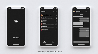 MyChats App Dark Theme application ui behance branding design dribbble graphicdesign messaging app minimal ui ux