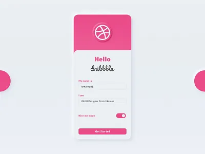 Hello Dribbble! app app design dailyui design first shot flat hello dribbble minimal mobile design neomorphism ui ui design