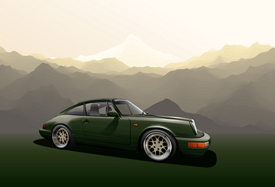 Green Porsche car design drawing illustration illustrator porsche rauh welt sketch vector vehicle