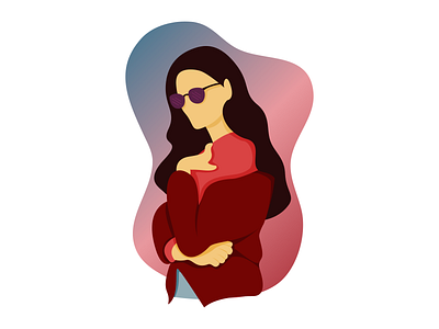 Girl Posing art character cute design flat flatdesign girl gradient graphic design illustration portrait pose red
