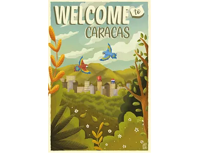 Welcome to Caracas background characters concept art design illustration poster art posters vintageillustration