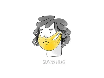 Sunny hug 2d character design illustration mask