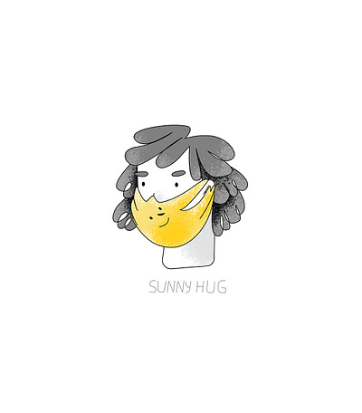 Sunny hug 2d character design illustration mask