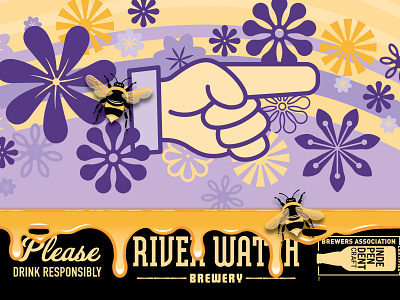 HIPPIES THIS WAY bee beer illustration