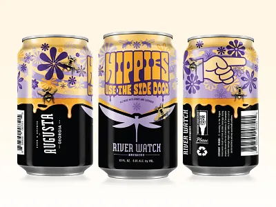 HIPPIES USE THE SIDE DOOR beer illustration