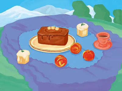 Salty Caramel & Earl Grey Pound Cake dessert drawing earlgrey feel illustration life object place stilllife