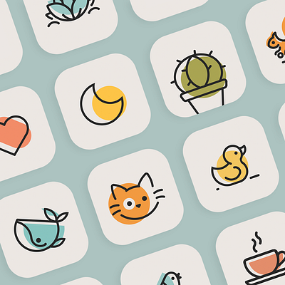 Retro style icon pack animal flat icon icon design icons interface icon line icons lineart minimalist retro