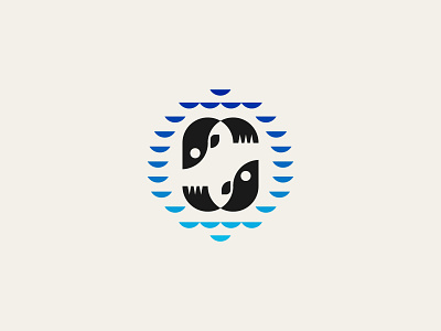 Fishes for number 0 0 fish geometric geometry illustration logo mark number ocean sea seafood symbol wave waves zero
