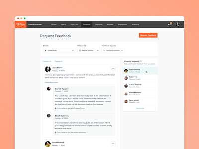 15Five Request Feedback b2b hr product design ui ux