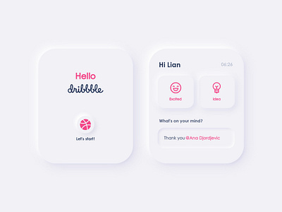 Hello Dribbble! hello dribbble neumorphism