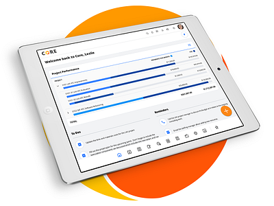 Core Dashboard app application design ipad ipadpro mobile ui ui design user interface