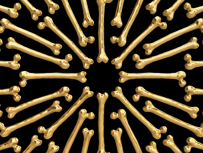 Bone wall 3d 3dsmax art bones circle design digital gold human material metal modern ornament render style wall zbrush