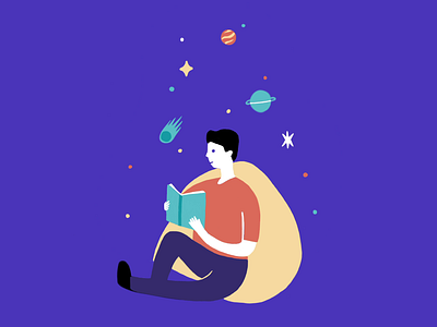 Reading Animated Illustration animate animated animation app illustration concept handdraw handdrawn illustration planet reading reading illustration ui uiillustration