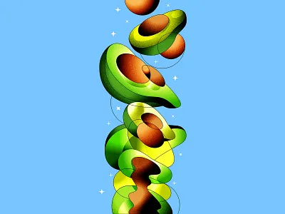 Fresh avocado avocado color design illustration ipad procreate