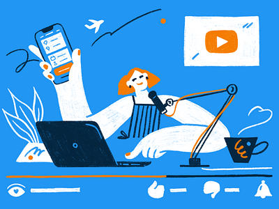 Native advertising aviasales blog blogger illustration inc.russia plane procreate travel youtube