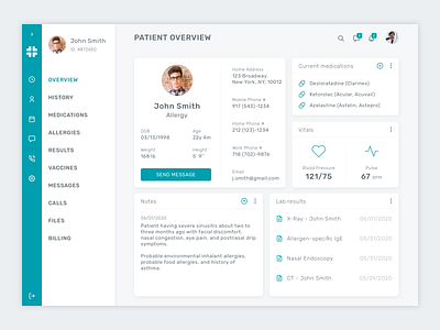 Telemedicine Portal - Patient Profile appointment card clean clean design clean ui doctor ehr health healthcare medical medicine patient portal profile telehealth telemedicine ui uidesign vitals white