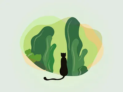 Illustration Practice - Cat & Plant animal cat illustraion minimalism plant poster procreate