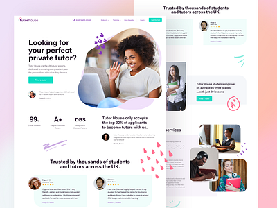 Homepage redesign for tutors website design distance landing lessons remote student studying tutor ui uidesign web website