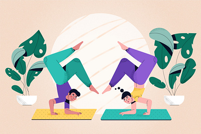 People doing yoga for Freepik colorful couple illustration vector yoga