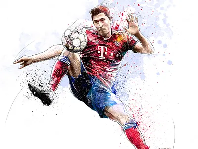 FC Bayern Munich Illustration: Robert Lewandowski digital art drawing football illustration ink pencil photoshop soccer sport watercolor