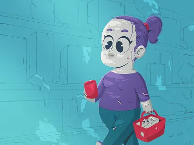 Post 2d character illustration shopping store yimbo