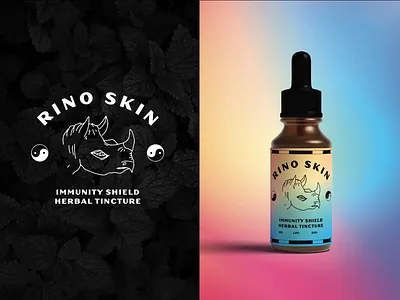 Rino Skin Herbal Tincture acupuncture brand identity branding gradient graphic design herbal products herbalist illustration immune system logo rhino rhino logo wellness