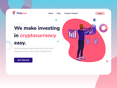 Fictovest v2 crypto exchange cryptocurrency cryptowallet design desktop ewallet figma finance ui uiux web webdesign webdesigns website website concept