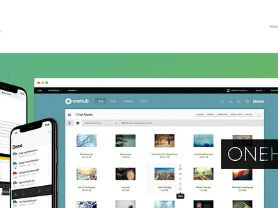 Onehub Case Study graphics hero portfolio reboot screenshots slider
