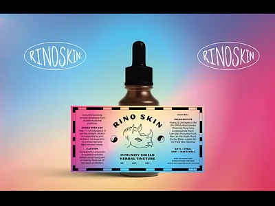 Rino Skin Bottle Packaging brand identity branding dropper bottle herbal herbal products illustration medicine packaging design packaging mockup rhino tincture