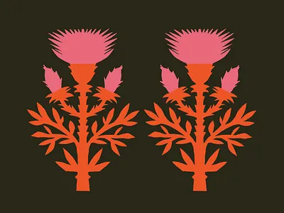 Thistles design illustration papercut pattern plant thistle vector