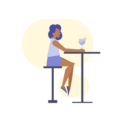 Quality time abstract artwork character characterdesign drawing flat glass illustraion juice restaurant skirt table vector web woman illustration