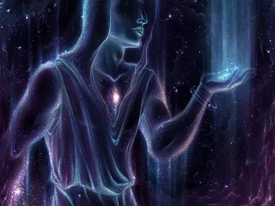 Henosis character design concept art cosmic diety illustration soul space art surrealism universe visual development