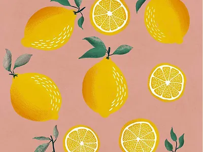 Lemon pattern botanical botanical art citrus illustration lemon lemon slice lemon tree lemons pattern pattern design procreate surface design texture texture brushes
