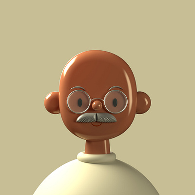 Gandhi | Toy Faces | 3D Illustration 3d abstract animation app brand design branding character design cute free freebie freebies gandhi icon illustration list plugin product toy ui ux
